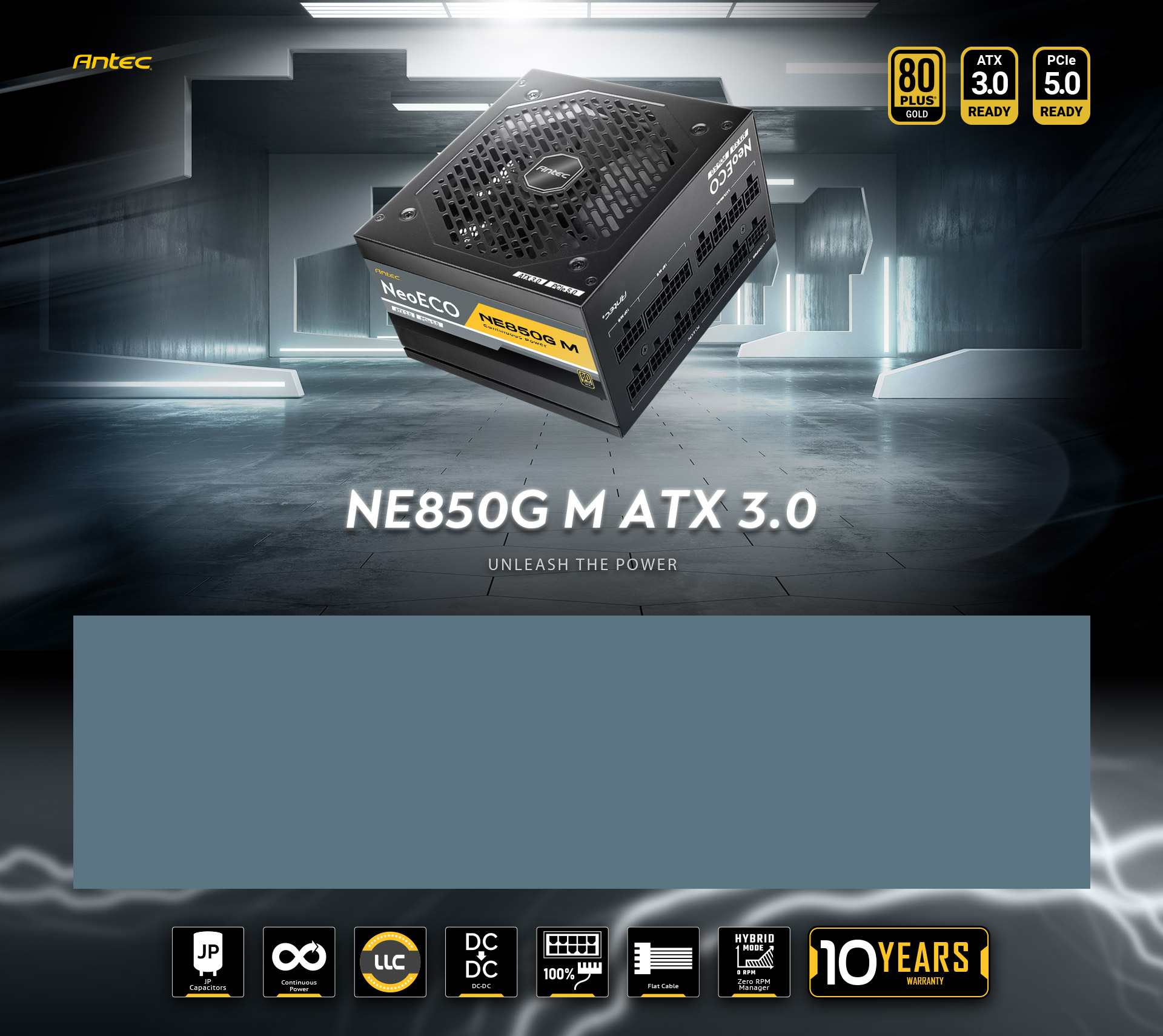 ANTEC NeoECO Series NE850G M ATX3.0, 850W Full Modular PSU, 80